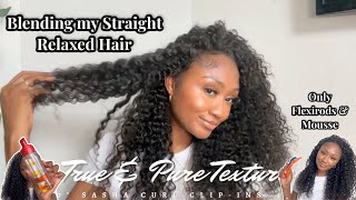 How I Blend STRAIGHT Hair with CURLY Clip-in's *NO HEAT* | Sasha Curl True \u0026 Pure Texture