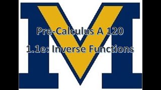 1.1e:  Inverse Functions