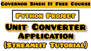 Build a Unit Converter App Using Python and Streamlit | Python Tutorial for Beginners