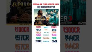 animal vs tiger 3 movie 1 day India worldwide collection #shorts #ytshorts #animal #tiger3