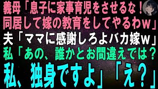 【スカッとする話】突然現れた義母「家事育児を息子にさせるな！同居してうちの嫁として教育してやる！」マザコン夫「そうだそうだ！」私「あの、誰かと間違えてません？私、独身ですよ」「え？」【修羅場】