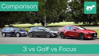 VW Golf vs Mazda 3 vs Ford Focus 2019 comparison review