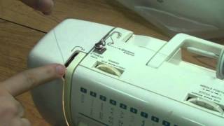 How to thread a Baby Lock sewing machine with drop in bobbin.