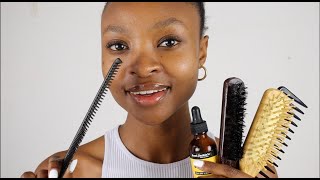 ASMR - Oiling and Brushing Your Hair In Zulu (with layered sounds)