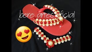 DIY/ COMO FAZER UM LINDO CHINELO DE PÉROLAS