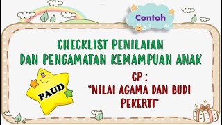 checklist penilaian Nilai Agama dan Budi Pekerti