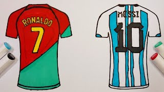 cr7 and messi shirt coloring|Art in the World of Football. #messi #cr7 #argentina #portugal🇦🇷🇵🇹