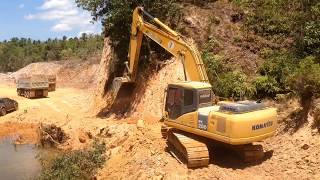 Cat320B ยังไม่ฟื้นสุดท้ายก็ต้องเช่าkomatsu Pc200-7มาตักลูกรังให้