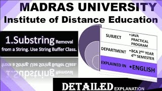 Practical Java Program Substring Removal with StringBuffer | Madras University IDE BCA 4th Sem📚👩💻