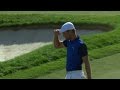 Bryson DeChambeau chips in for his third straight birdie at the Memorial