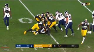 RB Trey Edmunds picks off the rams punter on a fake punt