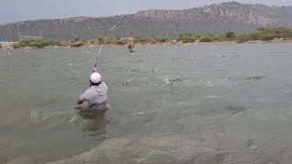 Fishing In Heavy Rain Sounds And Thunder|Fisher Man Catching The Rohu Fishes In  Rain|Unique Fishing