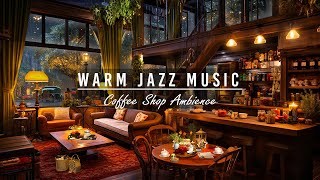 Slow Jazz Music in Cozy Coffee Shop Ambience | Rain Sounds for Working, Studying & Relaxing