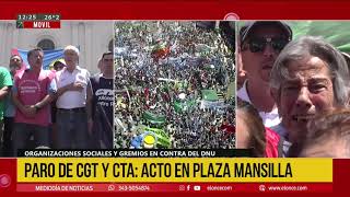 Paro nacional de la CGT: gremios y organizaciones protestan en Plaza Mansilla