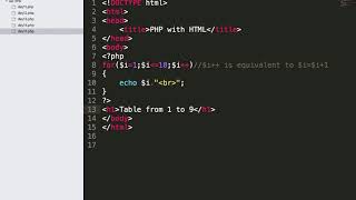 PHP - Day 15 - Using For loop to print numbers in HTML table