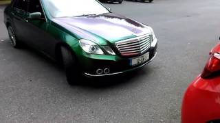 Wrap Mercedes e220 to avery urban jungle silver/green gloss #carstickerjob