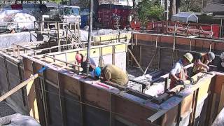 Pouring Durisol ICF Foundation