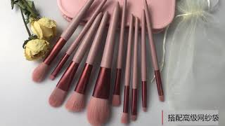 10pcs pink makeup brush set