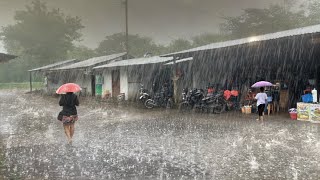 Super Big Thunder Water overflowed in the scary Red soil Village | Rain For sleep Very refreshing