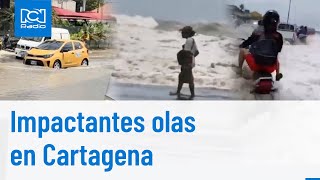 Impresionantes imágenes del mar de leva en Cartagena