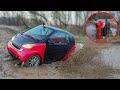 Smart Car Tips over Mudding