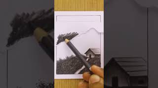 ⚡ Charcoal pencil drawing idea || Pencil shading video || Scenery sketch with pencil