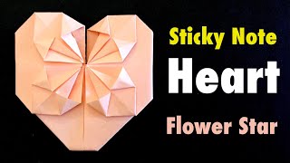 Sticky Note Origami Heart " Flower Star " Easy DIY Crafts - How to make a heart out of sticky note