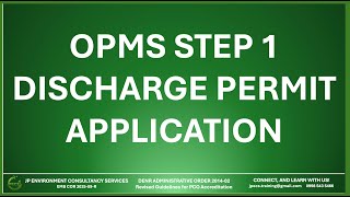 STEP 1 OPMS DISCHARGE PERMIT APPLICATION