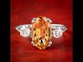 Vintage Orange Topaz Diamond Trilogy Ring 3.25ct Topaz