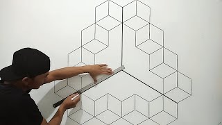 ARRANGE THE HEXAGON INTO AN ILLUSION IMAGE || 3D OPTICAL ILLUSION || 3D WALL PAINTING