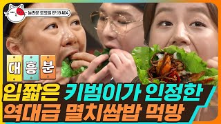 [티비냥] EP19-04 키범이도 반한 역대급 인쌈니얌~ 먹을 준비 완료! 오늘 저녁은 멸치 쌈밥이다🤤 | #놀라운토요일 180811