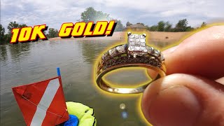 I Found a 10k GOLD DIAMOND RING Metal Detecting Underwater (My BEST find ever) R