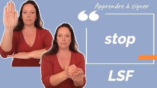 Signer STOP en LSF (Langue des Signes Française). Apprendre la LSF par configuration