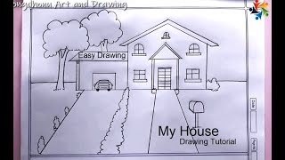 My House Drawing || My Village House Art || Pencil Drawing Tutorial