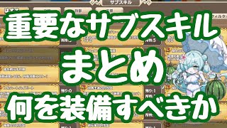 【モン娘TD】サブスキルは何が重要なのか？与ダメ系が最重要で、防御系は防御力は意味が殆どなく軽減系、ＨＰ、攻撃時回復などが良い。水着マギーはラピッドチャージャーを付けたい モンスター娘TD