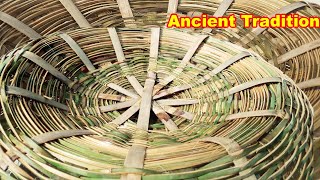 Corn basket weaving, Tradition Bamboo craft, Bamboo woodworking art