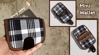 DIY Mini Wallet | bag sewing tutorial| making card wallet 》آموزش کیف پول