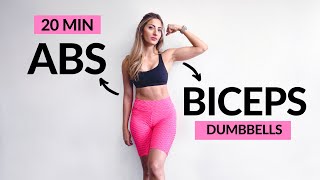ABs and Biceps Workout at Home with Dumbbells 20 Minutes | No repeat | Zhervera