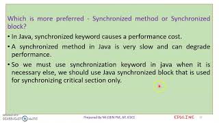 JAVA - MODULE 4 - TOPIC 16 - SYNCHRONIZATION (CONTINUATION)
