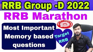 RRB Group D 2022 Kannada Marathon ||Most Important Questions || Memory based Questions