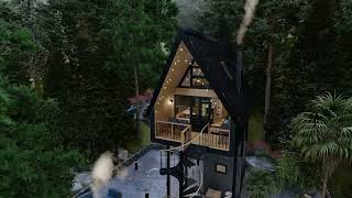 Iconic Design #30, 14' x 28' Tree House Design, Beautiful House Design, A-frame Cabin In the Forest