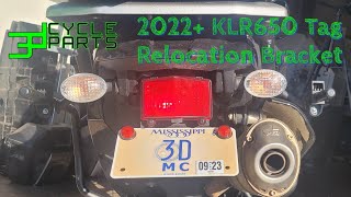 2022+ KLR650 Tag Relocation Bracket (License Plate) - 3D Cycle Parts Install Instructions