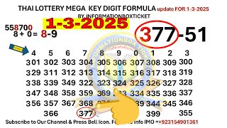 THAI LOTTERY MEGA  KEY DIGIT FORMULA update FOR 1-3-2025 BY, INFORMATIONBOXTICKET