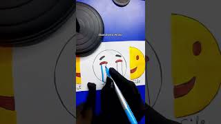 Outside smiling inside crying emoji drawing #satisfyingart  #youtubeshorts #creativeart