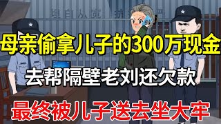 奇葩母亲偷拿儿子的300万现金，去帮隔壁老刘还欠款，最终被儿子送去坐大牢！【土豆和小曼】