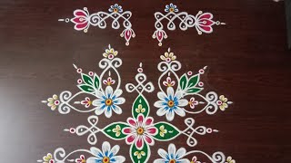 Dhanurmasam special flower's vaikuntha vakili rangoli ❄️ design with main border 🌸 rangoli design