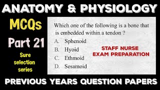 Anatomy and physiology MCQs from previous years Nursing question papers #anatomyandphysiologymcqs