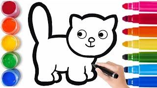 How to draw a cute baby kitten for kids / Bolalar uchun mushuk rasm chizish