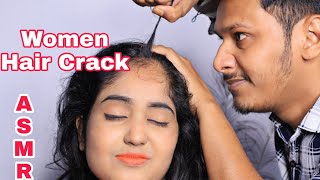 Female Hair Cracking With Loud Sound | Female Head Massage With Loud Neck Crack | Pin Pen Massage