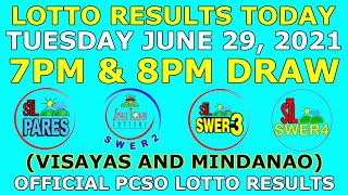 7pm and 8pm STL Result June 29 2021 (Tuesday) Visayas and Mindanao